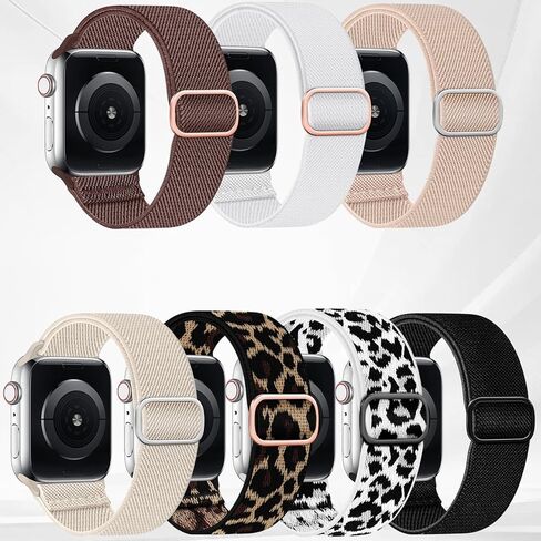 7 Pack Stretchy Bands Compatible with Apple Watch Bands 40mm 38mm 41mm 42mm 44mm 45mm 46mm 49mm Women Men, Water Resistant Solo Loop Elastic Sport Straps for iWatch Series 10 9 8 7 6 5 4 3 SE Ultra in Saudi Arabia