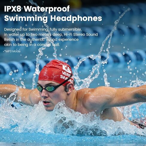 Swimming Headphone,IPX8 Waterproof Underwater Swim Headphones,Bluetooth 5.4 Bone Conduction Swimming Earbuds,Built-in 32G Memory,Open Ear Sport Earphones for Running Cycling in Kuwait