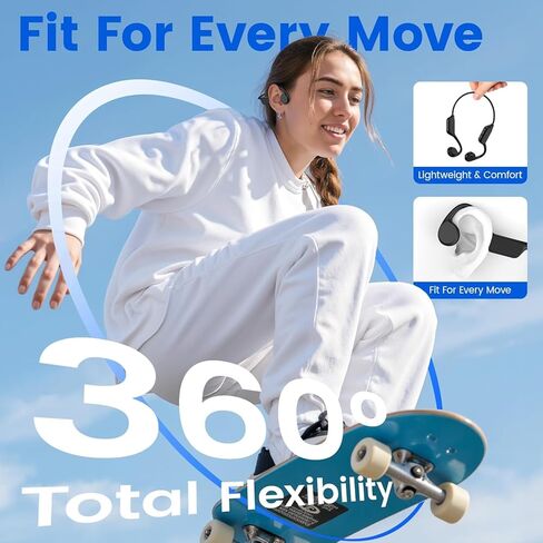 Swimming Headphone,IPX8 Waterproof Underwater Swim Headphones,Bluetooth 5.4 Bone Conduction Swimming Earbuds,Built-in 32G Memory,Open Ear Sport Earphones for Running Cycling in Kuwait