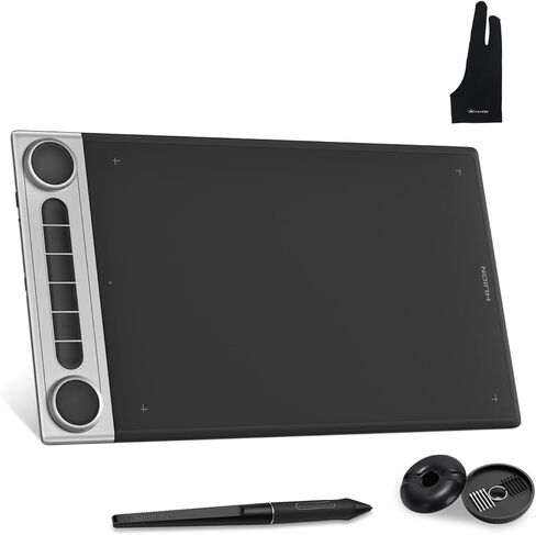 HUION Inspiroy Dial 2 10.5 x 6.56 بوصة لوح رسم رسومات لاسلكي بتقنية البلوتوث مع قلم مزدوج خالي من البطارية للفن الرقمي وقفاز كبير الحجم in Saudi Arabia