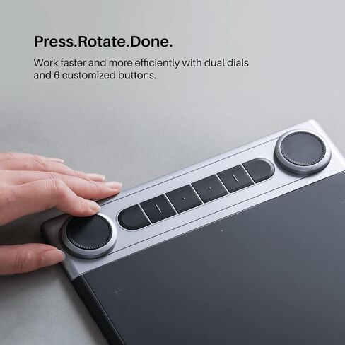 HUION Inspiroy Dial 2 10.5 x 6.56 بوصة لوح رسم رسومات لاسلكي بتقنية البلوتوث مع قلم مزدوج خالي من البطارية للفن الرقمي وقفاز كبير الحجم in Saudi Arabia