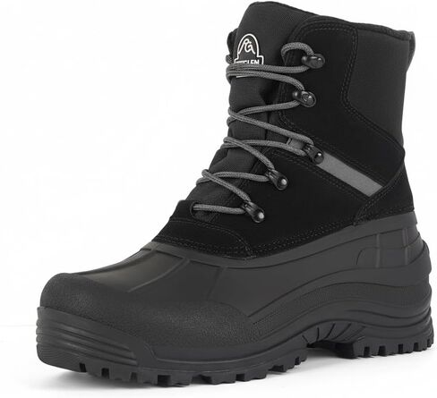 Men's Snow Boots Warm Winter Boots For Men Waterproof Insulated Mens Fur Lined Hiking Work Shoes Youth Non-slip Black Ankle High-top Shoe 8 Inch Cold Weather Back 13 in Saudi Arabia