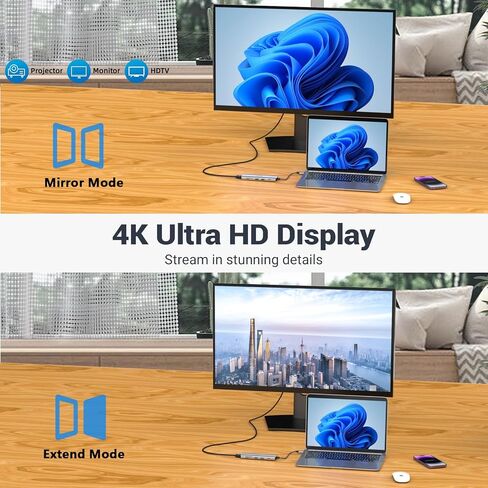 USB C Hub, TOTU USB C 20w PD Docking Station with 4K HDMI, 2*USB 3.0 Type-A, USB C Hub Adapter for Windows, USB C Data Transfer Port, 2*USB 2.0 Type-A, SD/TF in Saudi Arabia