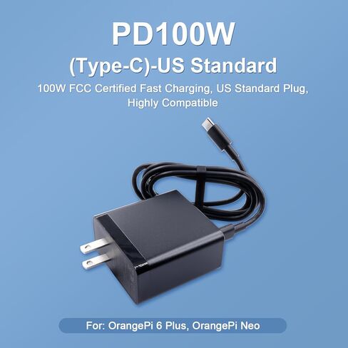 Orange Pi Official PD 100W Type-C Power Supply US Plug for Orange Pi 6 Plus, 20V5A Multiple Circuit Protection Power Adapter in Saudi Arabia