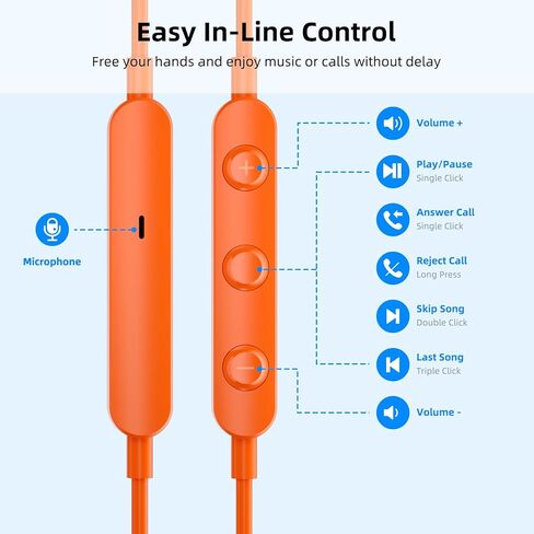 سماعات أذن سلكية USB C لهاتف iPhone 17 16 15 Pro Max، سماعات رأس من النوع C مع ميكروفون للتحكم في مستوى الصوت لهاتف Samsung S25 S24 S23 S22 S21 S20 FE Ultra، سماعات أذن داخل الأذن لإلغاء الضوضاء لجهاز iPad 10/Pixel 9 8 7، برتقالي in Kuwait