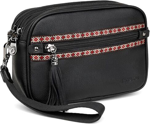 FADEON Wristlet Wallets for Women, Designer Leather Clutch Purse with 5 Zippers, RFID Credit Card Holder Cell Phone Organizer in Saudi Arabia