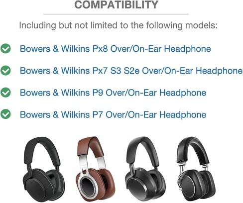 غطاء وسادة عصابة الرأس متوافق مع سماعات الرأس Bowers & Wilkins Px8، Px7 S3 S2e، P9، P7 فوق/على الأذن، وسادة ناعمة بسمك 6 مم لتخفيف الضغط، بدون سحاب منزلق متذبذب، مع حلقة تعليق in Kuwait