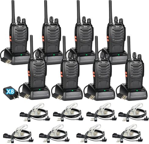 TIDRADIO TD-V2 Walkie Talkies Long Range Two Way Radios with 6-Way Multi Unit Charger, Acoustic Tube Headset & Mic, Hands Free VOX, Frequency Copy, Flashlight for Adults School Church Camping- 6 Pack in Saudi Arabia