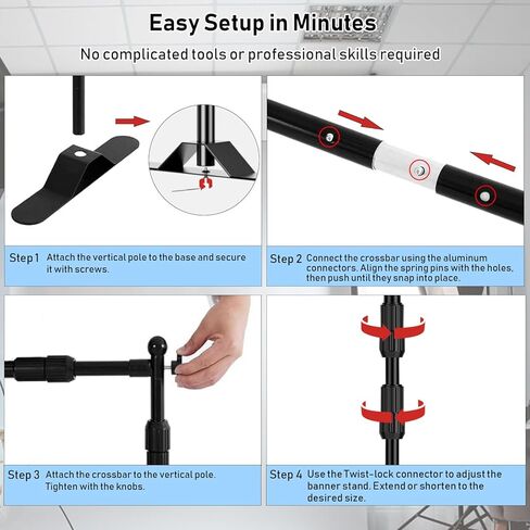 حامل خلفية قابل للتعديل وتكرار الخطوة، عرض 6-10 أقدام × 3-8 أقدام مجموعة دعم خلفية كشك الصور مع حقيبة حمل، حامل شعار عالي التحمل للحفلات وحفلات الزفاف والصور الفوتوغرافية in Kuwait