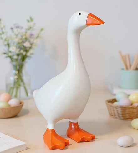 Desktop Goose Statue 7 inch Cute Resin Figurine for Office Desk Decor, Funny Home & Tabletop Decoration, Unique Housewarming Gifts for Women, Idea,White in Saudi Arabia
