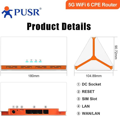 عالمي 5G ثنائي النطاق WiFi6 AX3000 CPE راوتر Sim فتحة للبطاقات كوالكوم IPQ5018 4 * منافذ جيجابت FWA تصل إلى 3000 ميجابت في الثانية USR-U200s in Kuwait