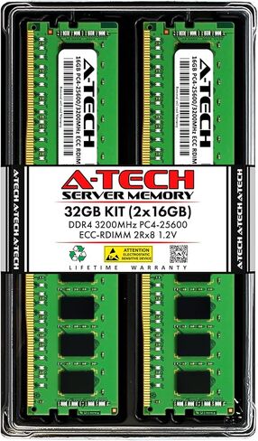 A-Tech 32GB Kit (2x16GB) RAM لجهاز Lenovo ThinkStation P620 | ترقية ذاكرة الخادم المسجل DDR4 3200 ميجا هرتز PC4-25600 ECC RDIMM 2Rx8 in Kuwait