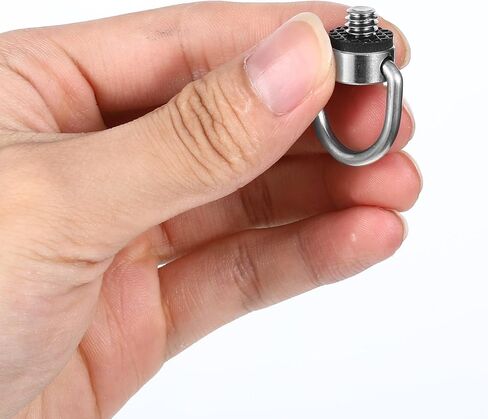 2 Pack D Ring Screw, 1/4"-20 Thread Camera Aluminum Alloy Fixing Screw with Rubber Padded Hinged Holder Quick Release Wrist Strap Sling Accessories for Tripod Camera, Selfie Stick, Gimbal (Silver) in Kuwait