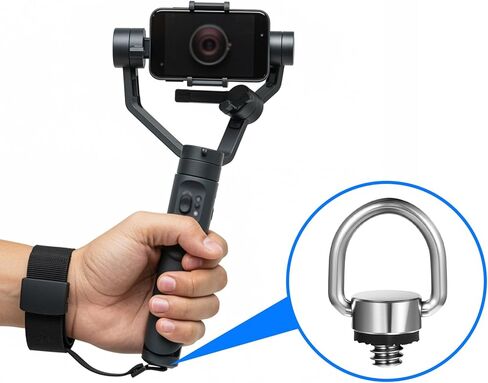 2 Pack D Ring Screw, 1/4"-20 Thread Camera Aluminum Alloy Fixing Screw with Rubber Padded Hinged Holder Quick Release Wrist Strap Sling Accessories for Tripod Camera, Selfie Stick, Gimbal (Silver) in Kuwait