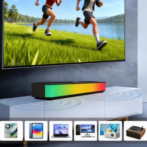 مكبرات صوت لاسلكية - PC Game RGB Soundbar | مكبرات صوت محمولة لسطح المكتب مع ميزات للحفلات، وغرفة الاستحمام، وغرفة عيد الميلاد، وفناء السيارة، واستوديو مسرح الموسيقى، مقاس 15.75 × 3.03 بوصة in Kuwait