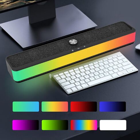 مكبرات صوت لاسلكية - PC Game RGB Soundbar | مكبرات صوت محمولة لسطح المكتب مع ميزات للحفلات، وغرفة الاستحمام، وغرفة عيد الميلاد، وفناء السيارة، واستوديو مسرح الموسيقى، مقاس 15.75 × 3.03 بوصة in Kuwait