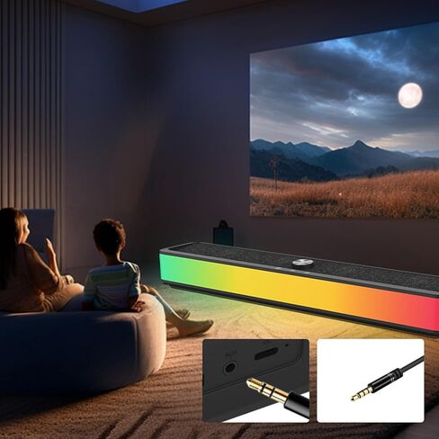 مكبرات صوت لاسلكية - PC Game RGB Soundbar | مكبرات صوت محمولة لسطح المكتب مع ميزات للحفلات، وغرفة الاستحمام، وغرفة عيد الميلاد، وفناء السيارة، واستوديو مسرح الموسيقى، مقاس 15.75 × 3.03 بوصة in Kuwait