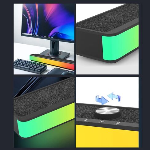 مكبرات صوت لاسلكية - PC Game RGB Soundbar | مكبرات صوت محمولة لسطح المكتب مع ميزات للحفلات، وغرفة الاستحمام، وغرفة عيد الميلاد، وفناء السيارة، واستوديو مسرح الموسيقى، مقاس 15.75 × 3.03 بوصة in Kuwait