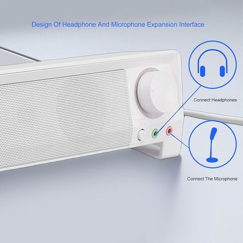 VBESTLIFE Desktop Computer Speaker Bar, Immersive 3D Sound, USB Powered Speaker with 3.5mm and Mircophone Interface for PC, Laptop in Saudi Arabia
