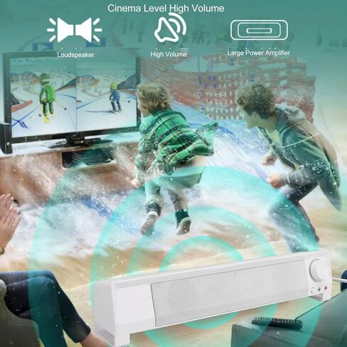 VBESTLIFE Desktop Computer Speaker Bar, Immersive 3D Sound, USB Powered Speaker with 3.5mm and Mircophone Interface for PC, Laptop in Saudi Arabia