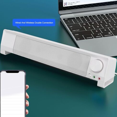 VBESTLIFE Desktop Computer Speaker Bar, Immersive 3D Sound, USB Powered Speaker with 3.5mm and Mircophone Interface for PC, Laptop in Saudi Arabia