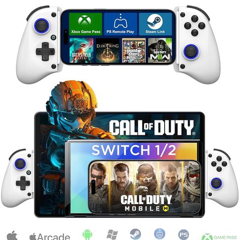 Megadream Mobile Gaming Controller for iPhone/Android/PC - iPad/Tablet (Up to 11in) - Cloud Game - NS-Switch|Swith 2 - Turn Your Phone into a Gaming Console - PS5/Xbox Remote Play Streaming, Call of Duty, Roblox, Turbo, White in Kuwait