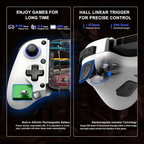 Megadream Mobile Gaming Controller for iPhone/Android/PC - iPad/Tablet (Up to 11in) - Cloud Game - NS-Switch|Swith 2 - Turn Your Phone into a Gaming Console - PS5/Xbox Remote Play Streaming, Call of Duty, Roblox, Turbo, White in Kuwait