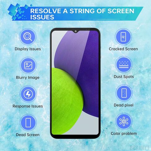 استبدال الشاشة لهاتف Samsung Galaxy A22 5G شاشة LCD تعمل باللمس محول رقمي كامل مع إطار وزر جانبي ومكبر صوت ومحرك اهتزاز ومجموعة أدوات إصلاح الزجاج A226B A226BR in Kuwait