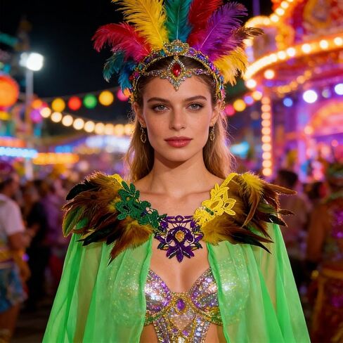 ALIBBON Mardi Gras Shawl Scarf Cape with Feather Mardi Gras Outfit for Women Mardi gras Accessories Costumes in Saudi Arabia