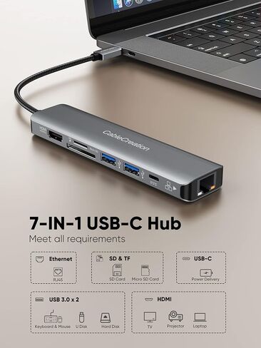 حزمة 7 في 1 USB C Hub 4K 60 هرتز مع كابل محرك الأقراص الصلبة USB C بطول 1 قدم in Saudi Arabia