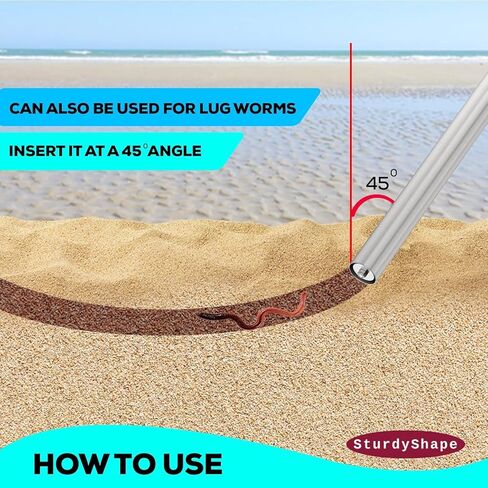 مضخة SturdyShape Ghost Shrimp V2 للشاطئ - مضخة رمل من الفولاذ المقاوم للصدأ لاصطياد الجمبري الرملي وديدان اللوغ والطعم الحي مع كوب شفط قابل للتعديل in Kuwait