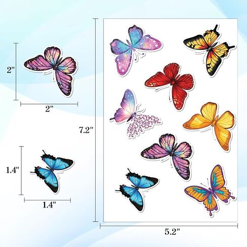 100pcs Butterfly Stickers, Waterproof Decals for Water Bottles Laptop Luggage Computer Scrapbooking Party Birthday Decorations in Saudi Arabia