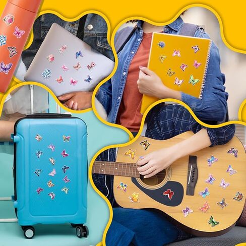 100pcs Butterfly Stickers, Waterproof Decals for Water Bottles Laptop Luggage Computer Scrapbooking Party Birthday Decorations in Saudi Arabia