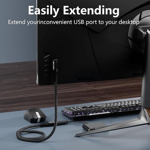 80Gbps USB C Extension Cable for Thunderbolt 5/4,3.3ft/1m USB4 cable with 90-Degree Right Angle ,240W Charging, 16K/Dual 8K Video, Male to Female Extension Cord for Laptop, Tablet, Gaming Dock in Saudi Arabia