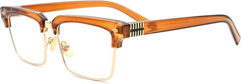 Semi Rimless Rectangle Blue Light Glasses Men Women Black Square Eyewear in Saudi Arabia