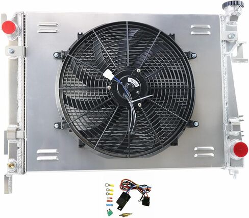 3 Row Radiator Shroud Fan Kit for Dodge Ram 2500 3500 1500 Pickup 5.7L V8 2003-2009 3 Rows Radiators with Electric Fan Radiator Fan Kit in Saudi Arabia