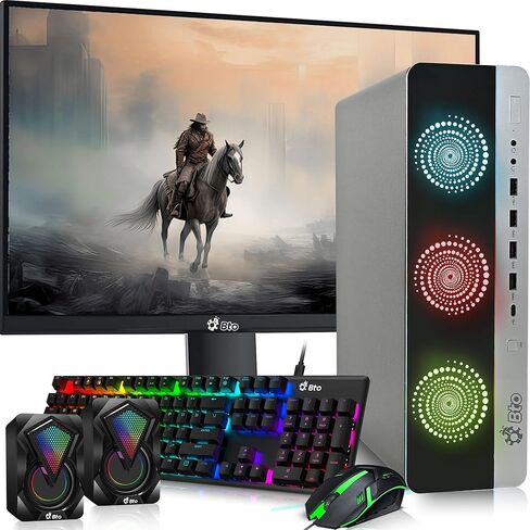 كمبيوتر مكتبي للألعاب BTO BX8G3 - Intel Core i5 الجيل السادس - ذاكرة الوصول العشوائي 16 جيجابايت - 512 جيجابايت SSD - GeForce GTX 1050 Ti - شاشة جديدة مقاس 24 بوصة - لوحة مفاتيح وماوس RGB - مكبرات صوت RGB - WiFi - Windows 11 Pro (متجدد) in Saudi Arabia