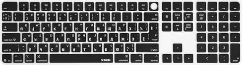 XSKN Russian Letter Black Keyboard Cover Skin Fits for Apple 2024 iMac M4 Chip Magic Keyboard with Touch ID and Numeric Keypad A3119 in Saudi Arabia