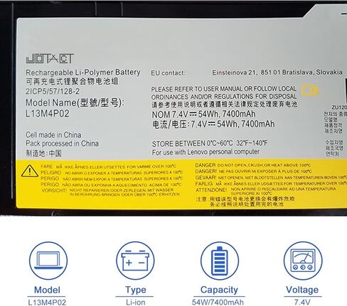استبدال بطارية الكمبيوتر المحمول JOTACT L13M4P02 L13N4P01 لجهاز Lenovo Erazer Y50 Y50-70 Y50-80 Y50P Y50P-70 Y70 Y70-70 Series L13M4P02 L13N4P01 121500250 121500251 5B10K10190 (7.4V) 54 واط ساعي) in Kuwait