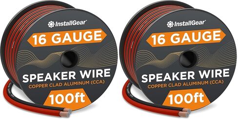 سلك مكبر صوت InstallGear مقاس 16 AWG بمواصفات حقيقية وسلك كابل ناعم الملمس (100 قدم أحمر / أسود) | سلك سماعات السيارة، ستريو، سماعات المسرح المنزلي، الصوت المحيطي، الراديو | سلك/كابل مكبر صوت مقاس 16 in Kuwait