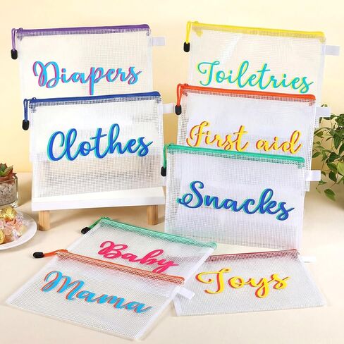 Aliceset 8 Pcs Large Hospital Bags for Labor and Delivery Diaper Bags Waterproof Reusable Diaper Pouches Organizing Pouches Zipper Pouch for Mommy Nursing Toiletry Storage Baby Shower Gifts in Saudi Arabia