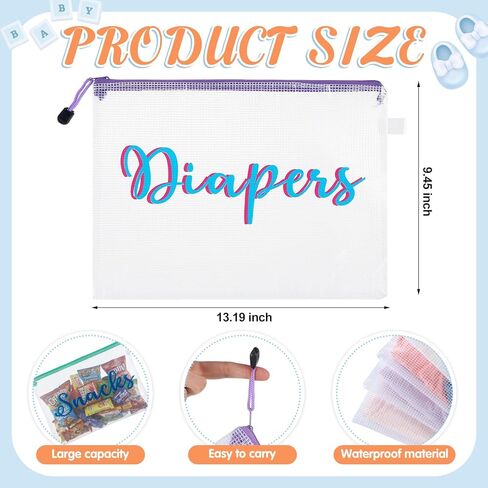 Aliceset 8 Pcs Large Hospital Bags for Labor and Delivery Diaper Bags Waterproof Reusable Diaper Pouches Organizing Pouches Zipper Pouch for Mommy Nursing Toiletry Storage Baby Shower Gifts in Saudi Arabia