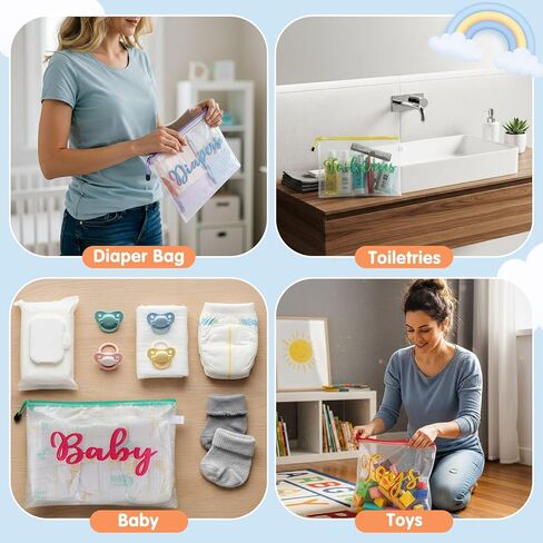 Aliceset 8 Pcs Large Hospital Bags for Labor and Delivery Diaper Bags Waterproof Reusable Diaper Pouches Organizing Pouches Zipper Pouch for Mommy Nursing Toiletry Storage Baby Shower Gifts in Saudi Arabia