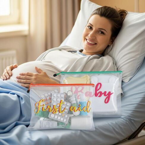 Aliceset 8 Pcs Large Hospital Bags for Labor and Delivery Diaper Bags Waterproof Reusable Diaper Pouches Organizing Pouches Zipper Pouch for Mommy Nursing Toiletry Storage Baby Shower Gifts in Saudi Arabia