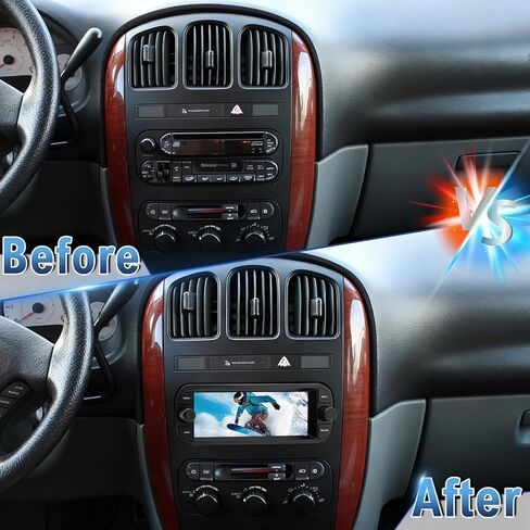 Android 14 Double Din Car Stereo ترقية راديو لسيارة Jeep Liberty 2002-2007، 2G+32G 6.86 بوصة شاشة لمس لاسلكية Carplay Android Auto GPS WiFi Bluetooth RDS DSP SWC Mirrorlink Mic كاميرا احتياطية in Kuwait