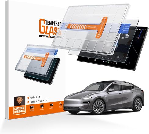 واقي شاشة LUWU لـ Tesla Model Y Juniper Premium/Performance 2025 2026 [مضاد لبصمات الأصابع] 16 بوصة أمامي و8 بوصة واقي شاشة زجاجي خلفي لملحقات Tesla 2026 Model Y - لامع in Kuwait