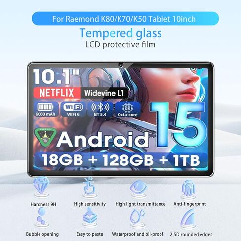 Screen Protector for Raemond K80/K70/K50 Tablet 10inch, HD Tempered Glass,9h Hardness,Scratch,Anti-Fingerprin,Tempered Glass Film Guard for Raemond K80 Tablet[2 Pack] in Saudi Arabia
