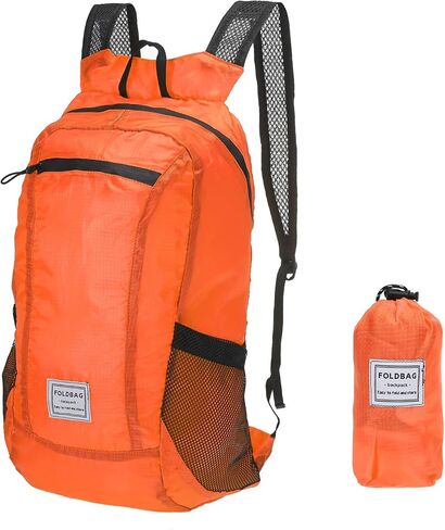 Hiking Backpack, 15L-20L Packable Lightweight Backpack Daypack Foldable Outdoor Climbing Cycling Backpacking Shoulder Bag for Men Women, Orange in Saudi Arabia