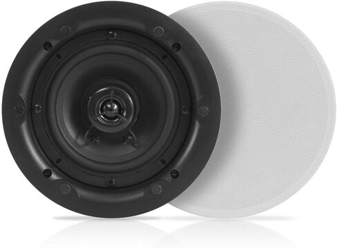Pyle Ceiling and Wall Mount Speaker - 5.25" Dual 2-Way Audio Stereo Sound Subwoofer Sound with Tweeter, 300 Watts, in-Wall & in-Ceiling Flush Mount for Home Surround System - 1 Pair PWRC53 (White) in Kuwait