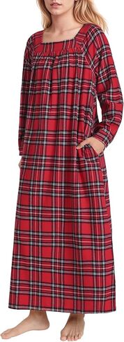 Women's Petite Flannel Nightgown Long Sleeve Pajama Dress in Saudi Arabia